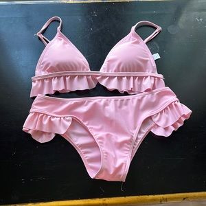 Pink ruffle bikini, Small (runs small), barely worn